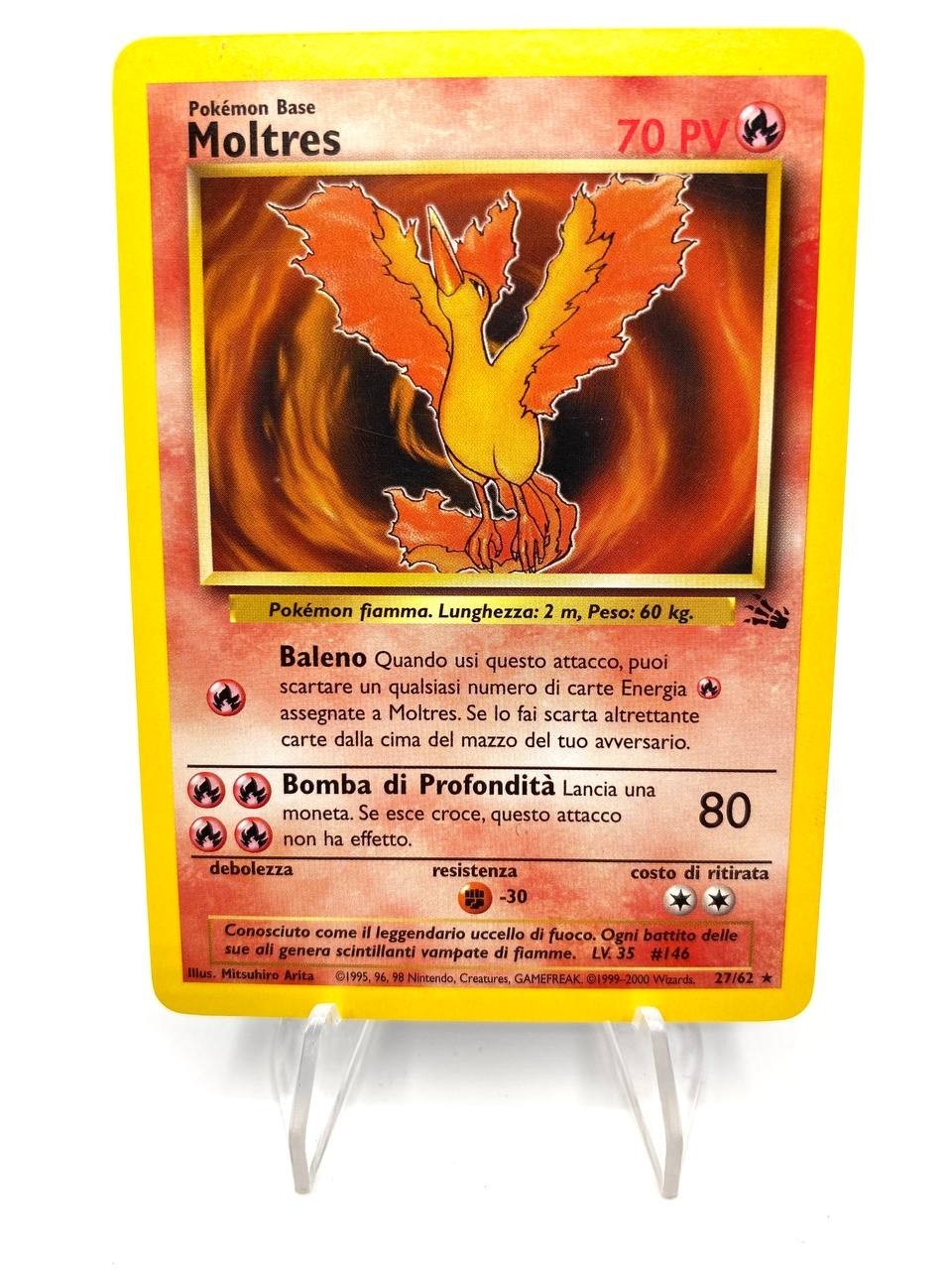 Carta pokemon Moltres 27/62 set Fossil FO no holo Near mint Vintage Italiano