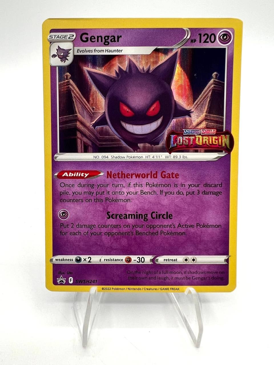 Carta Pokémon Gengar SWSH241 Lost Origin Stamped Prerelease Promo Near mint holo