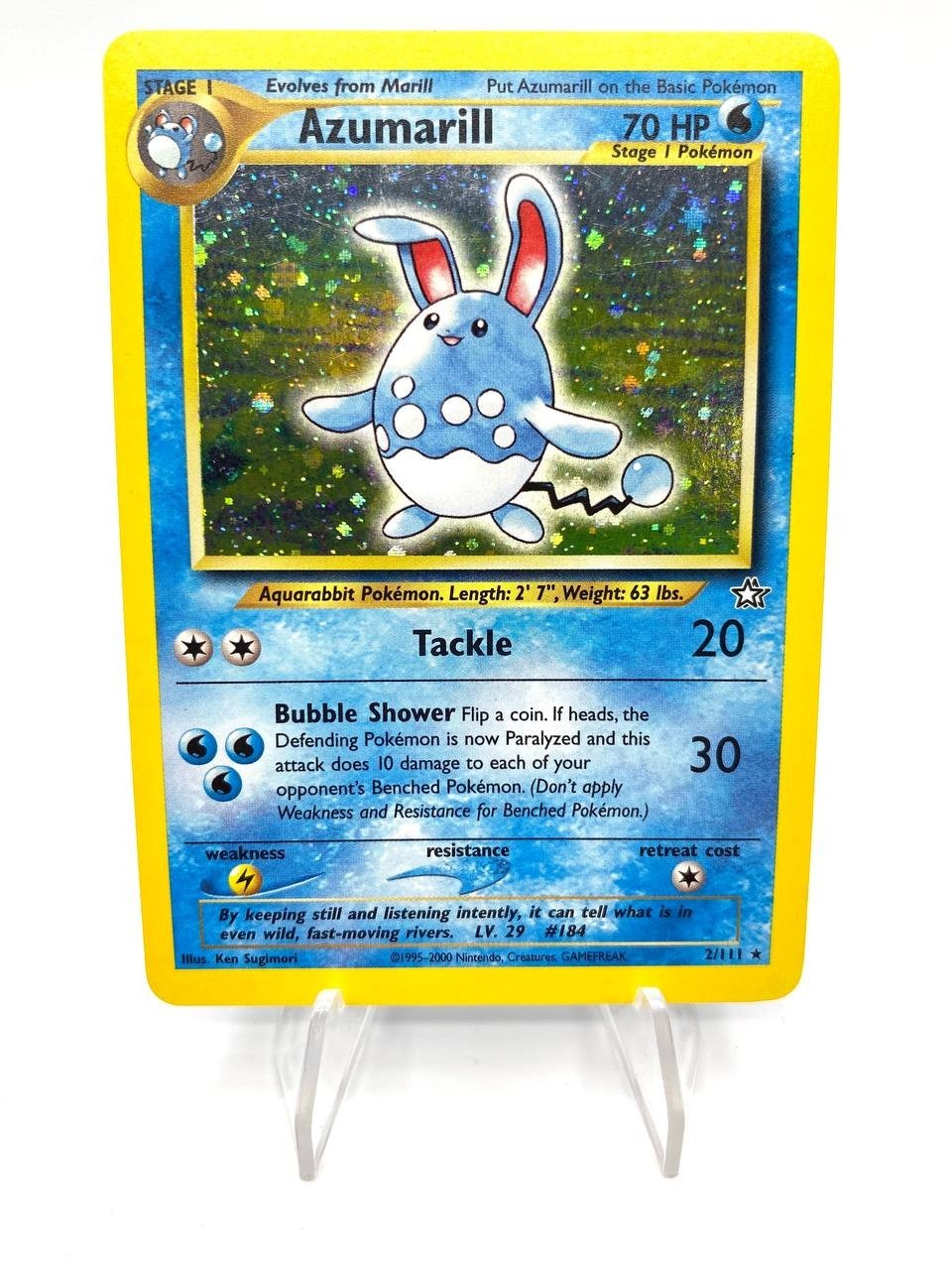 Carta pokemon Azumarill 2/111 Holo Rara set Neo Genesis Pokemon Good Inglese