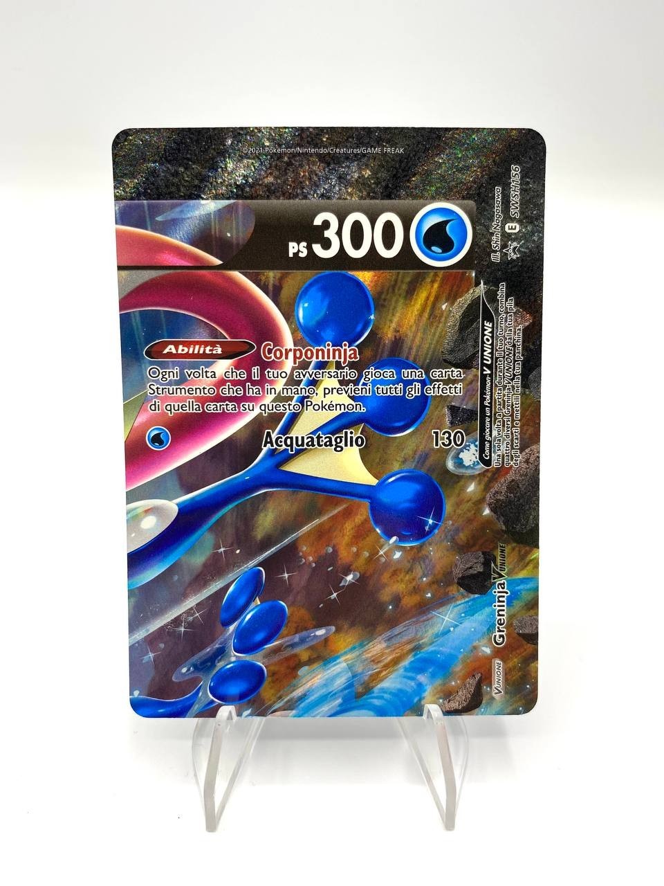 Carta Pokemon Greninja V Unione SWSH157 Oversized JUMBO Black Star Promo NM ITA