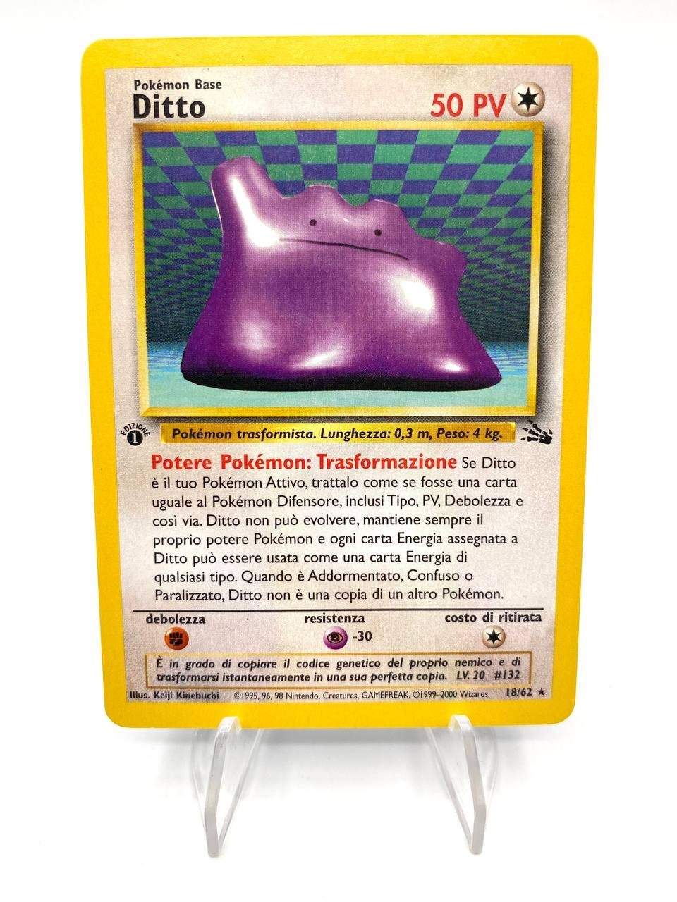 Carta Pokémon Ditto 18/62 set Fossil FO Italiano 1a Edizione Excellent No holo