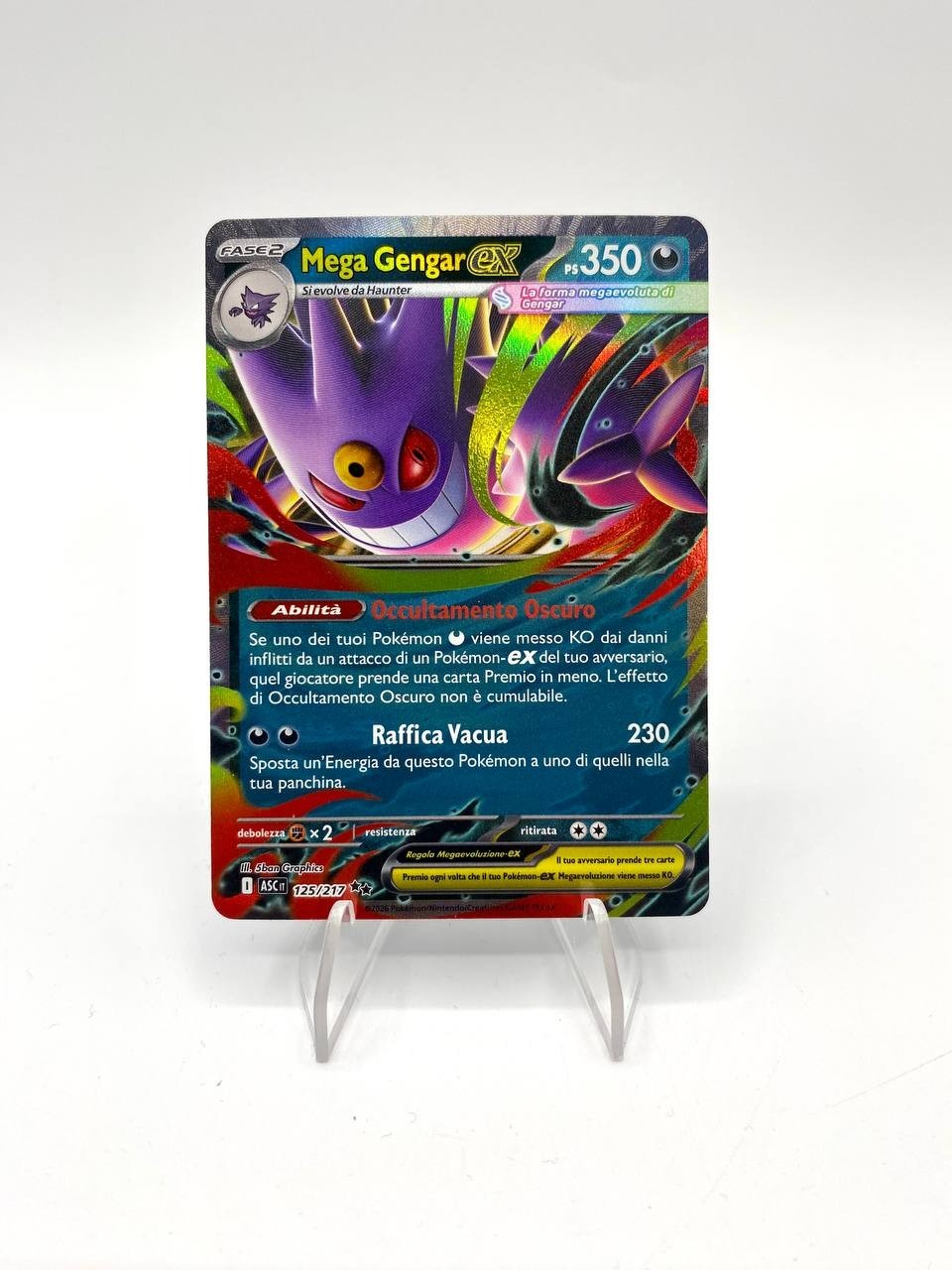Carta pokemon MEGA GENGAR ex 125/217 ASC set Ascesa Eroica Italiano Near mint