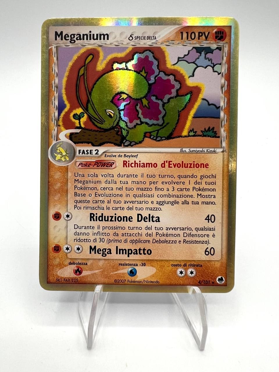 Carta pokemon Meganium Specie delta 4/101 Holo Excellent Vintage Italiano