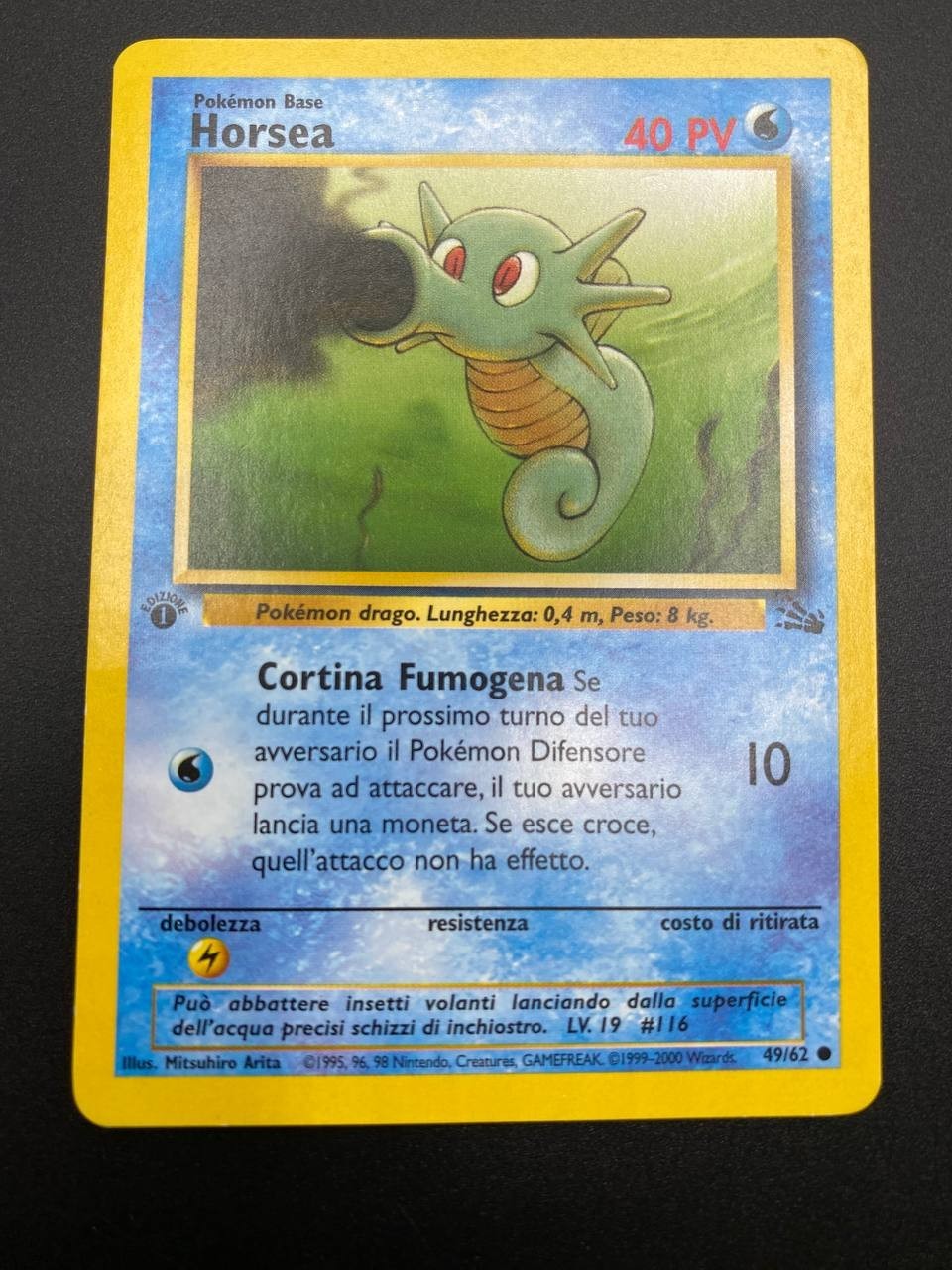 Carta pokemon Horsea 49/62 Fossil FO 1a Edizione Vintage No holo Excellent ITA