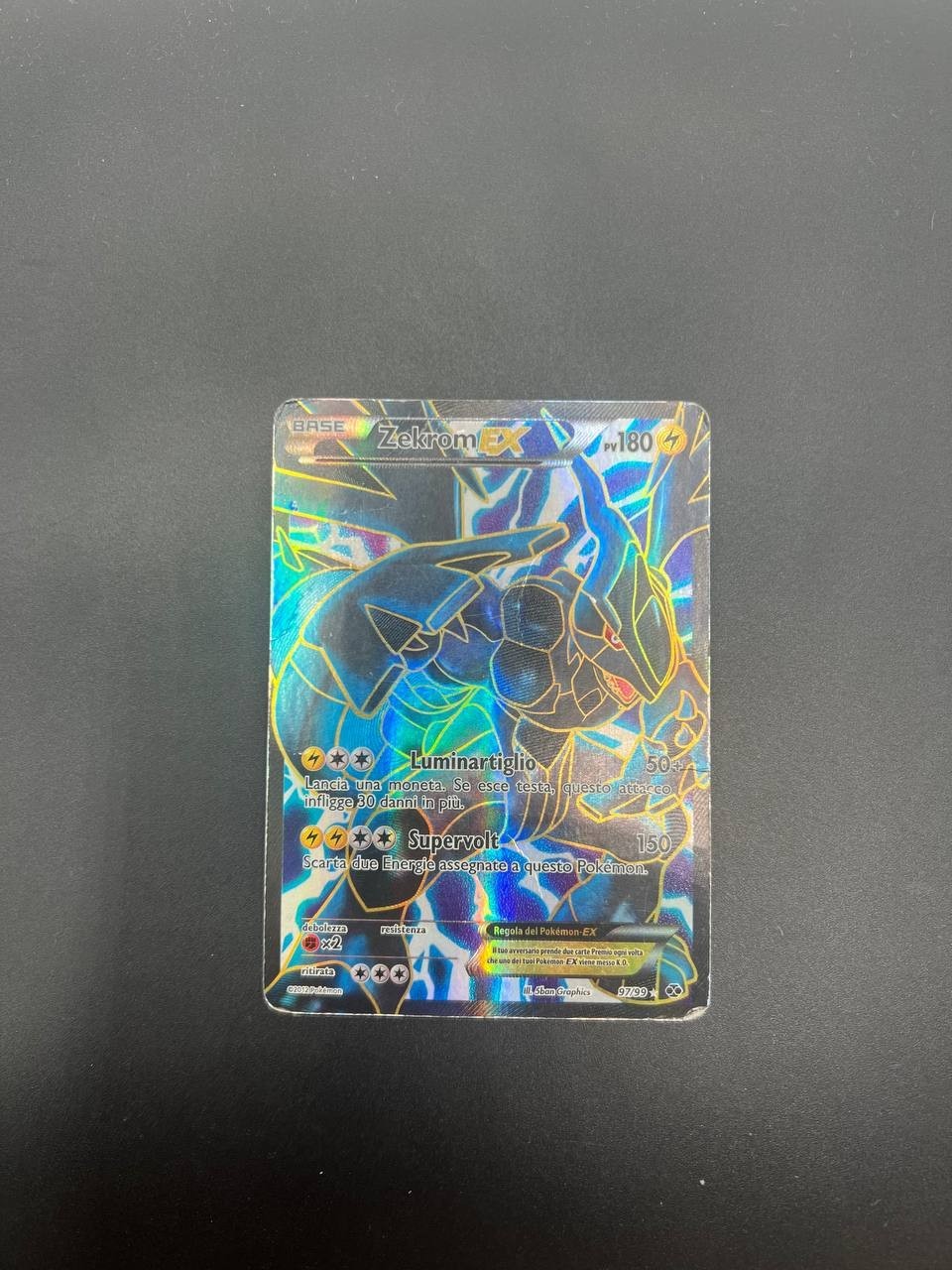 Carta pokemon Zekrom EX 97/99 Holo Italiano set Destini Futuri Full art Poor