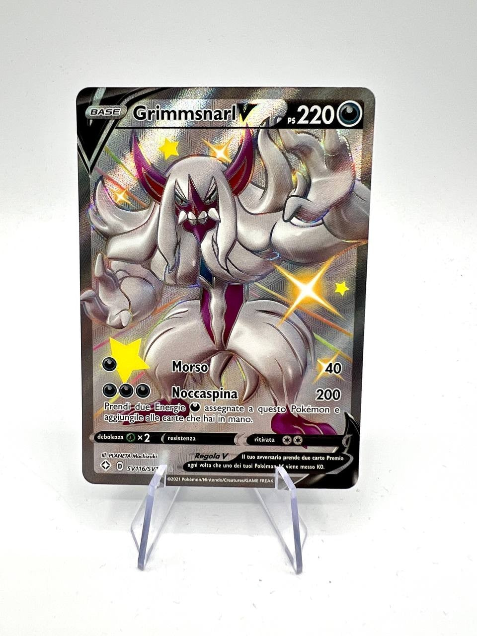Carta Pokémon Grimmsnarl V D SV116/SV122 set Destino splendente Italiano NM holo