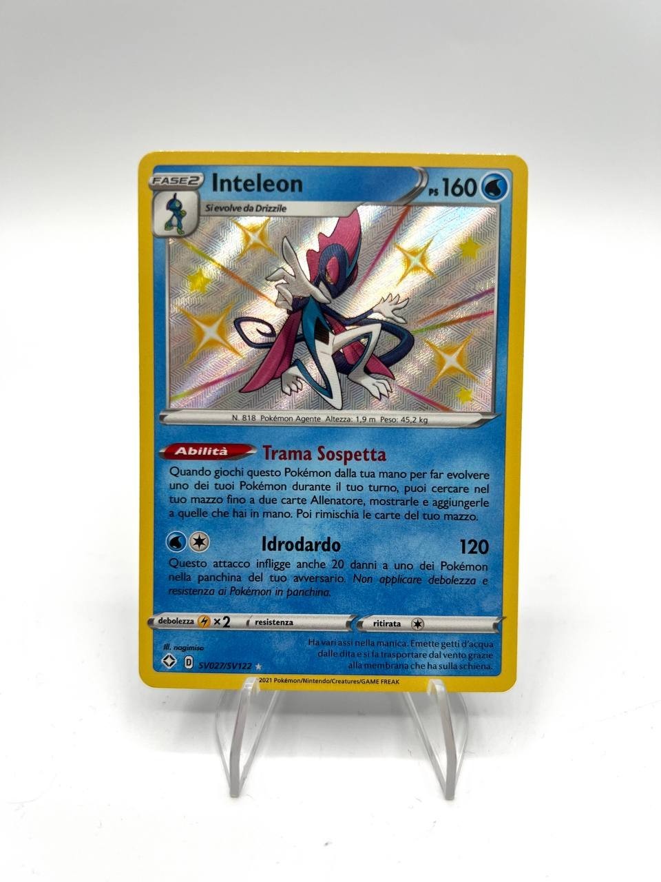 Carta pokemon Inteleon SV027/SV122 Holo Destino splendente Italiano Near mint