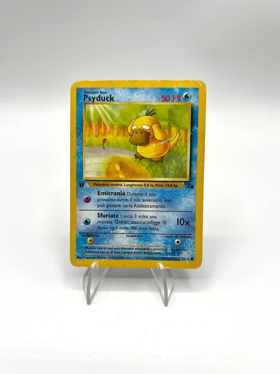 Carta Pokemon Psyduck 1 Edizione 53/62 Italiano set Fossil FO Poor Vintage