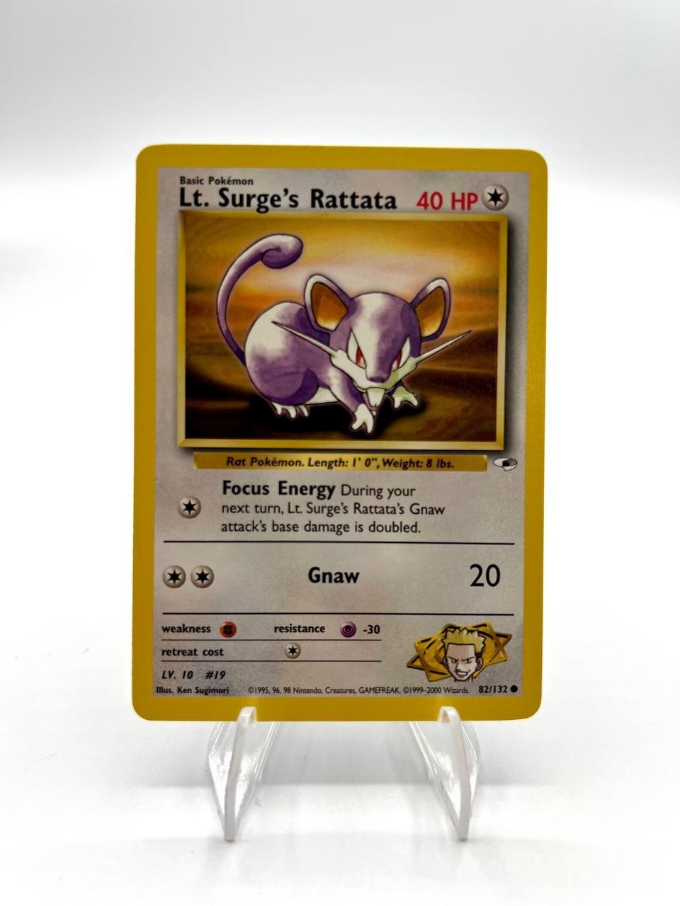Carta pokemon Lt. Surge's Rattata 82/132 Gym Challenge Excellent Vintage Inglese