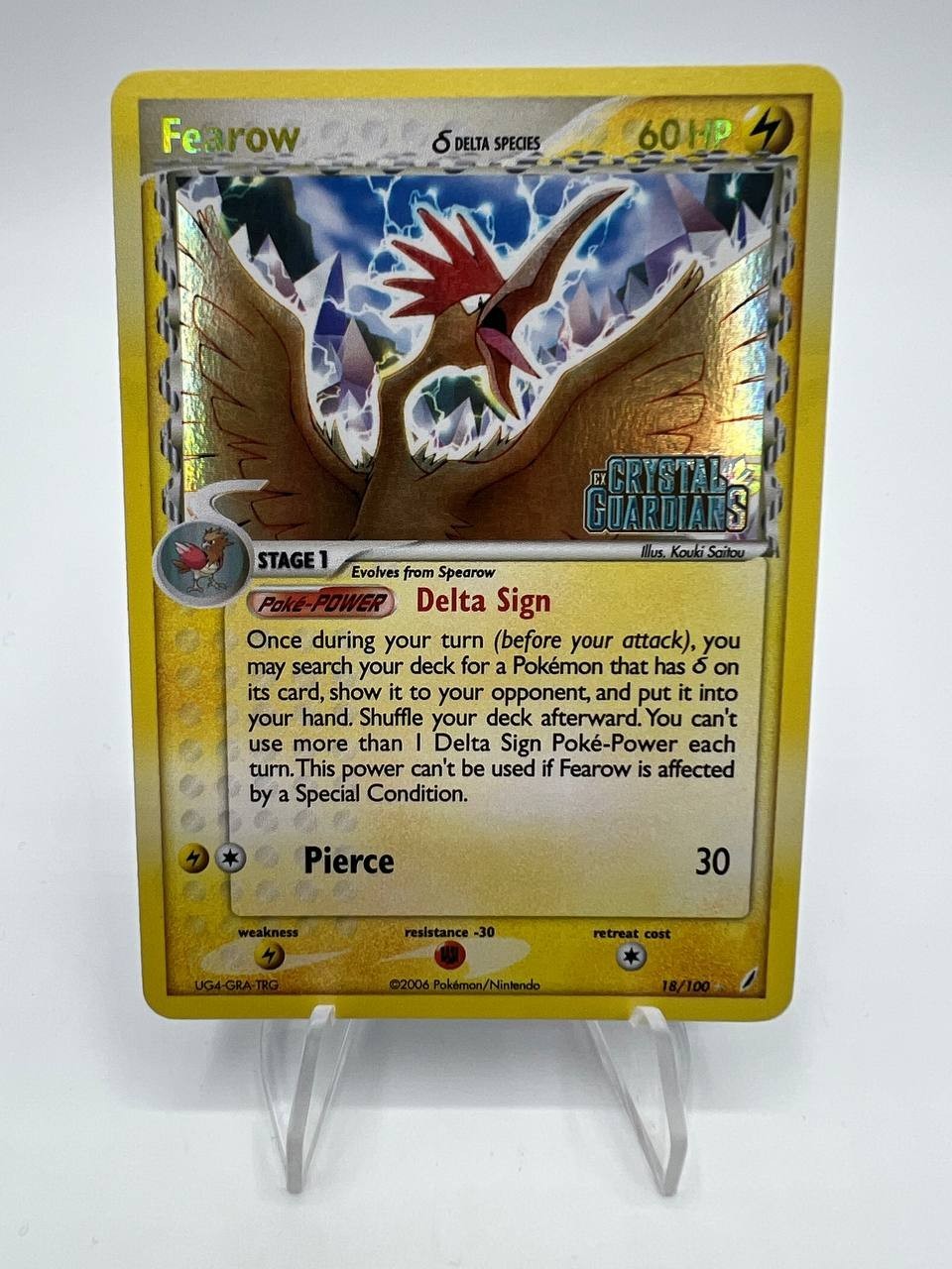 Carta pokemon Fearow 18/100 Holo Rare STAMPED Crystal Guardians Near mint ENG