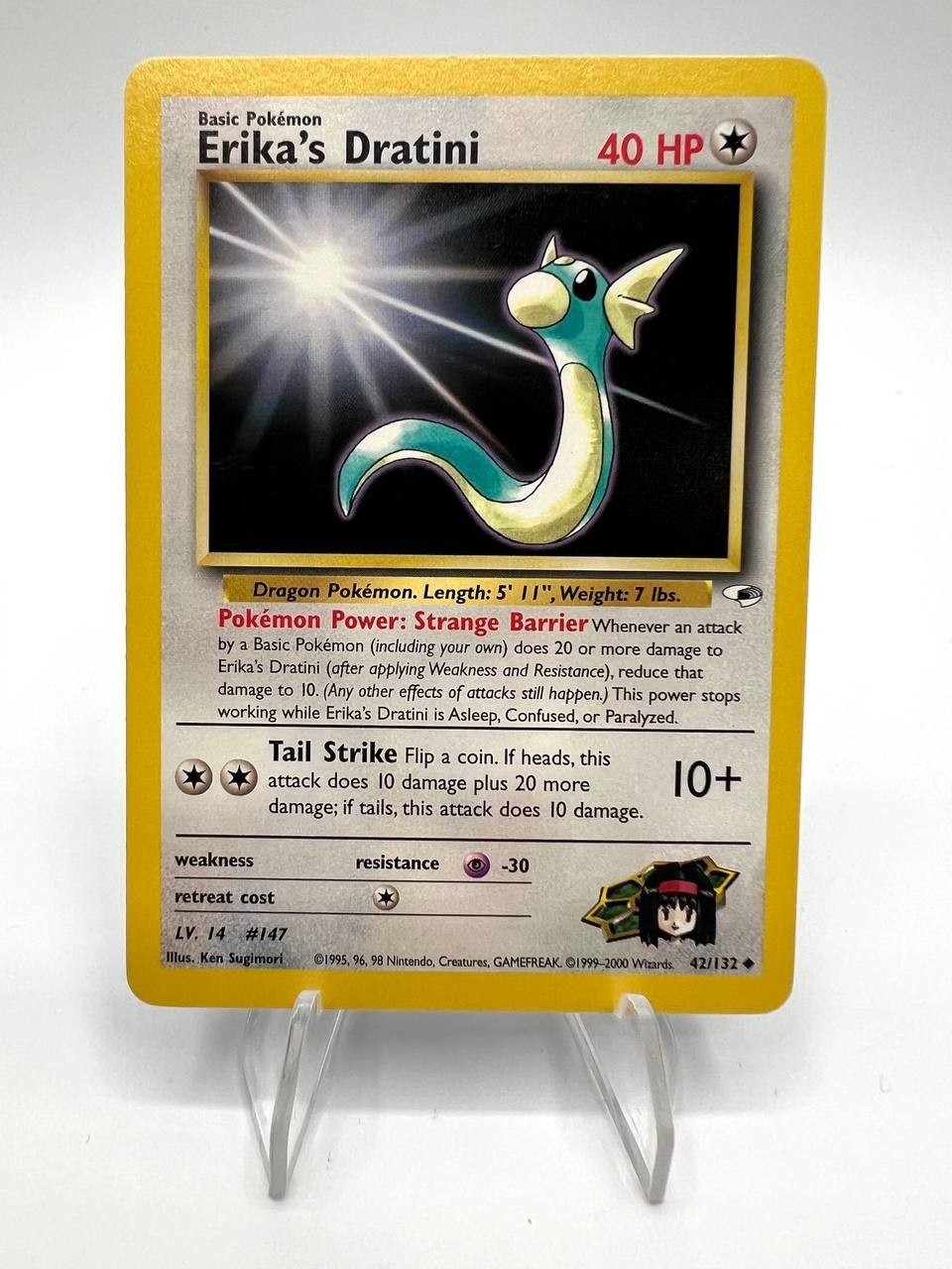Carta Pokemon set Gym Heroes Erika's Dratini 42/132 Excellent Inglese Vintage