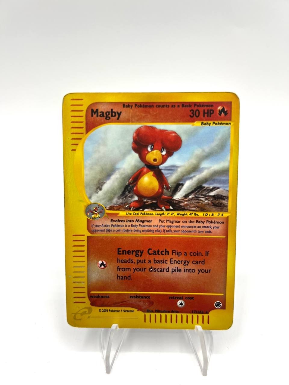 Carta pokemon Magby 17/165 Reverse Holo set Aquapolis Inglese Played Vintage