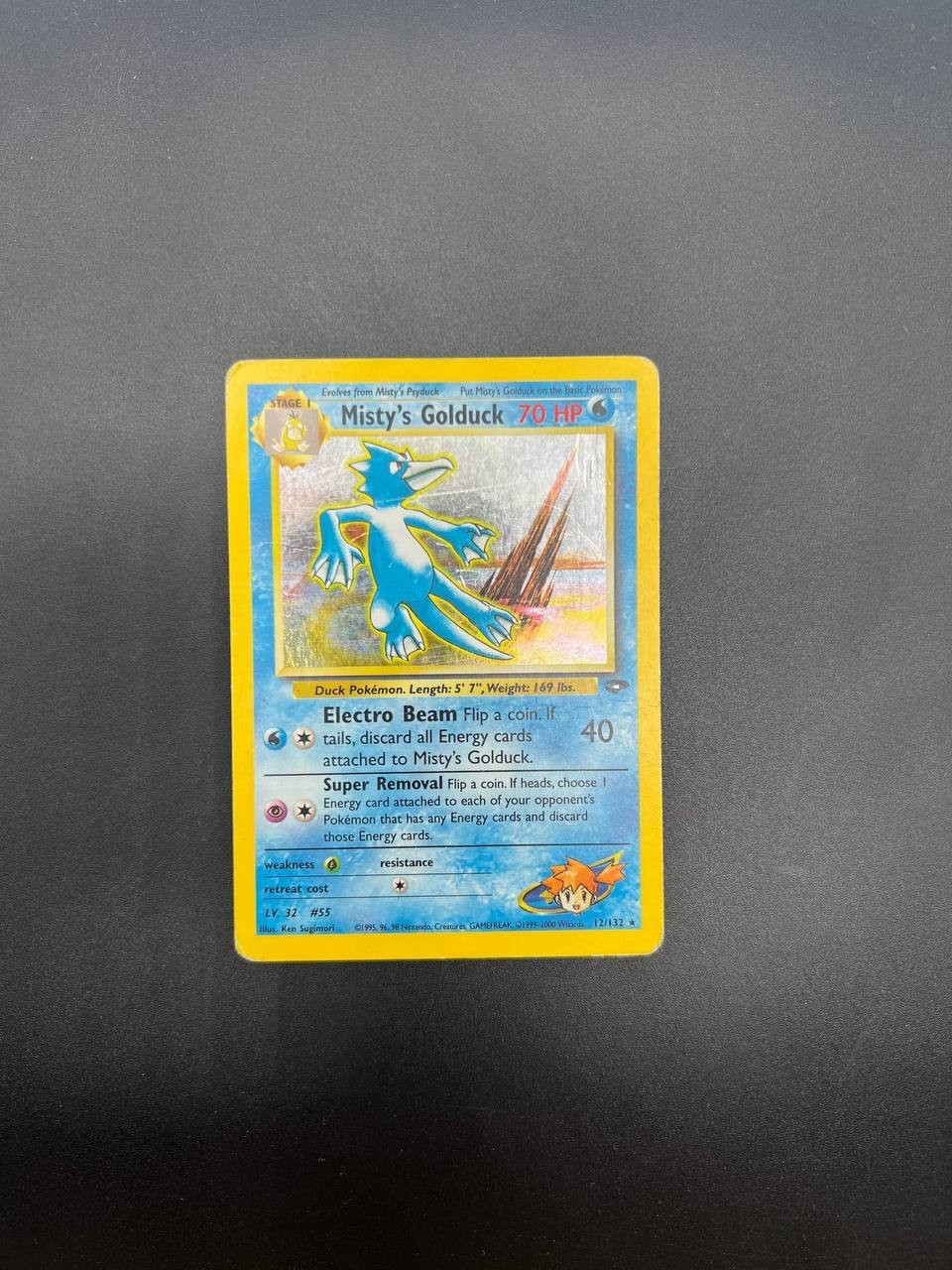 Carta pokemon Misty's Golduck 12/132 Gym Challenge Holo Inglese Played Vintage