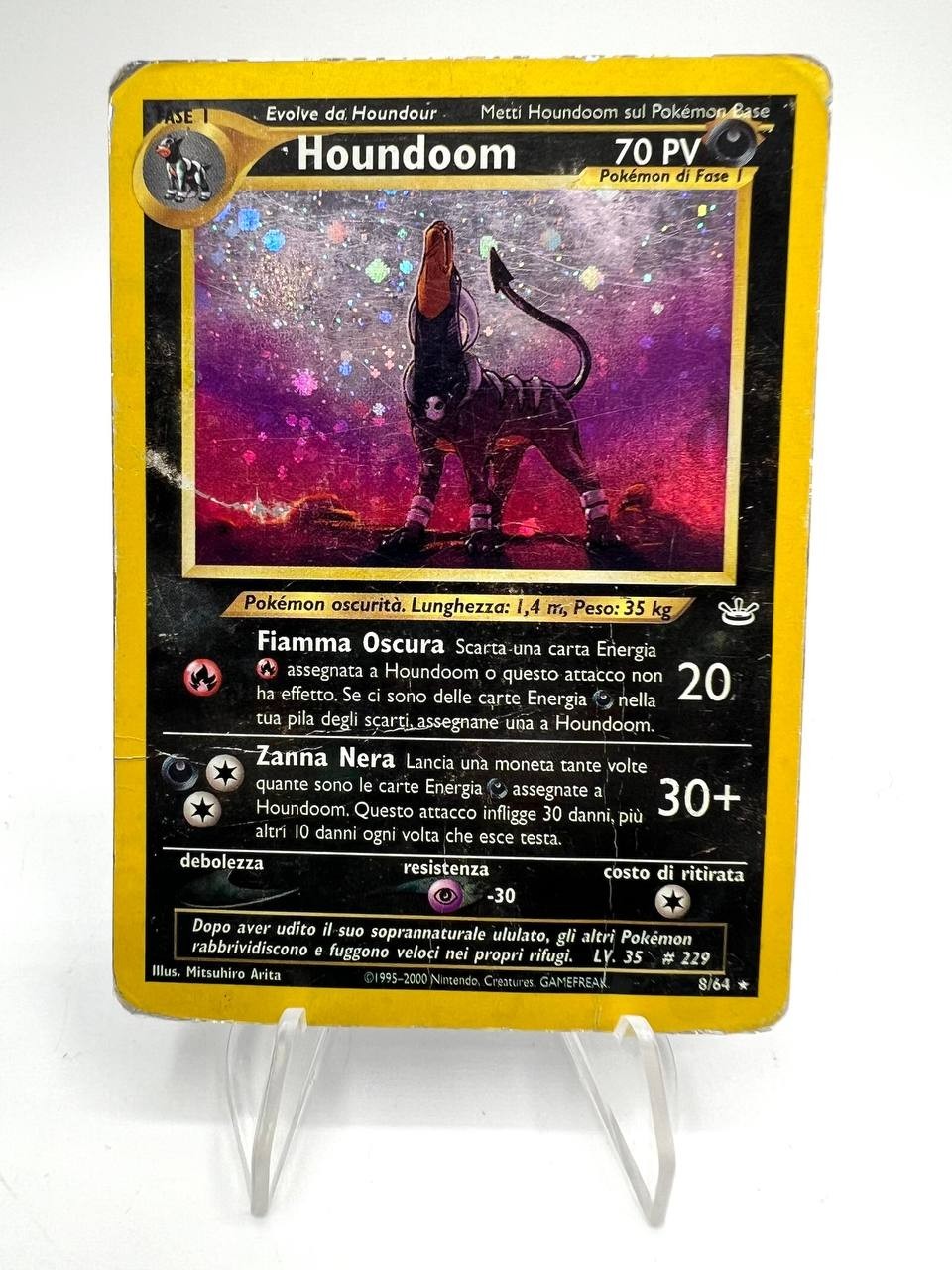 Carta Pokemon Houndoom set Neo Revelation 8/64 holo Poor Vintage Italiano