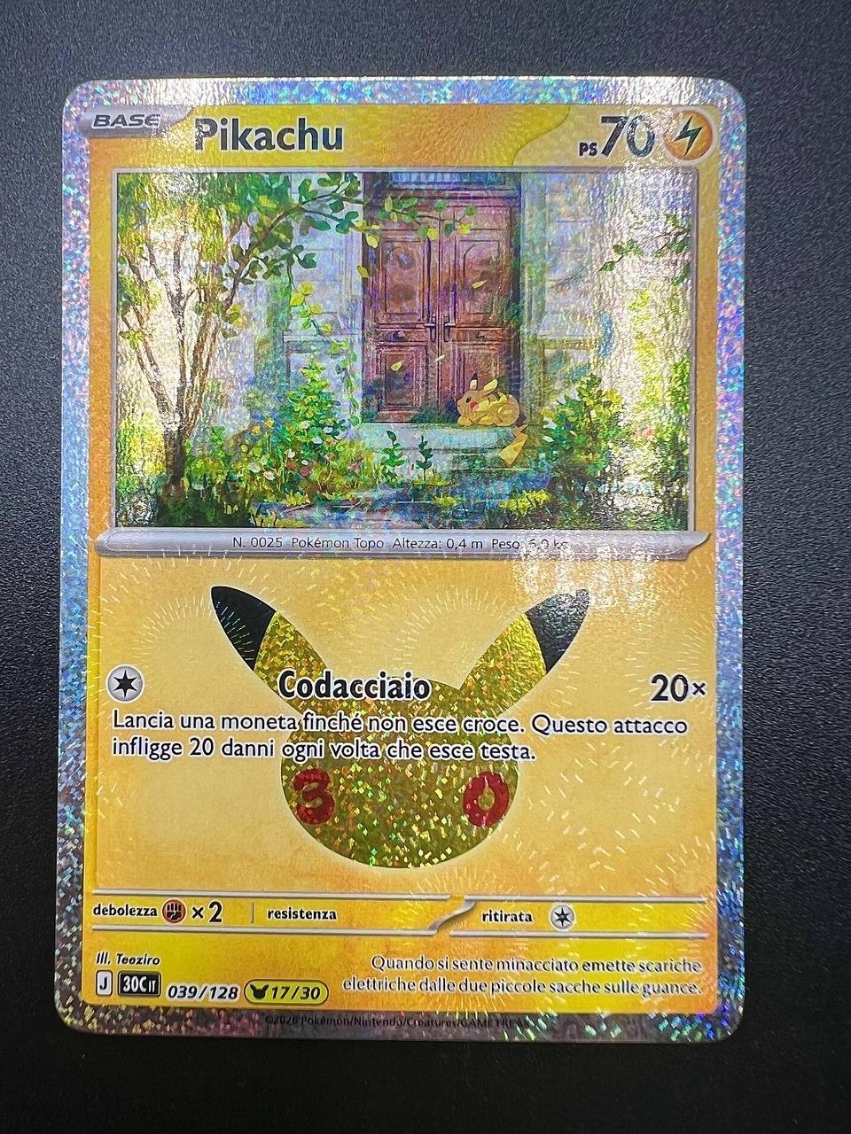 Pokemon Pikachu 30C 039/128 17/30 30° Anniversario Near Mint Italiano Holo