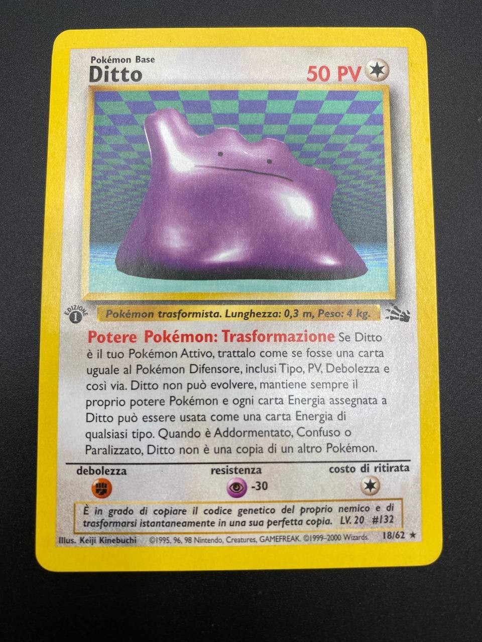 Carta Pokémon Ditto 18/62 set Fossil FO Italiano 1a Edizione Excellent No holo