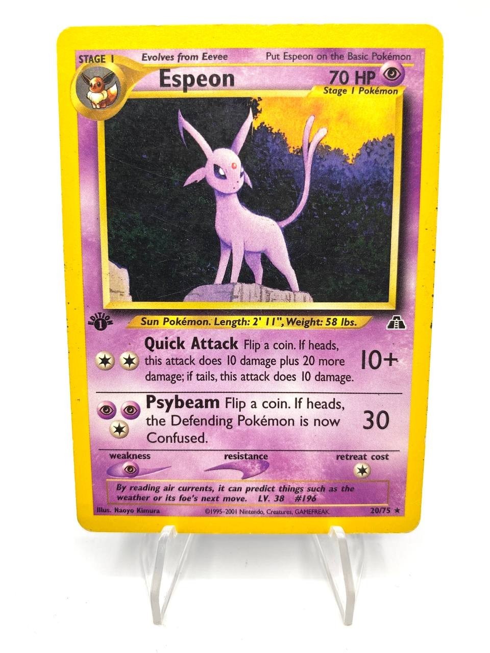 Carta pokemon Espeon 20/75 set Neo Discovery 1a edizione Played Vintage no holo