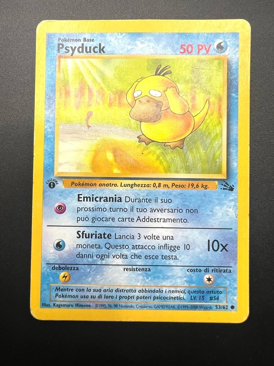 Carta Pokemon Psyduck 1 Edizione 53/62 Italiano set Fossil FO Played Vintage