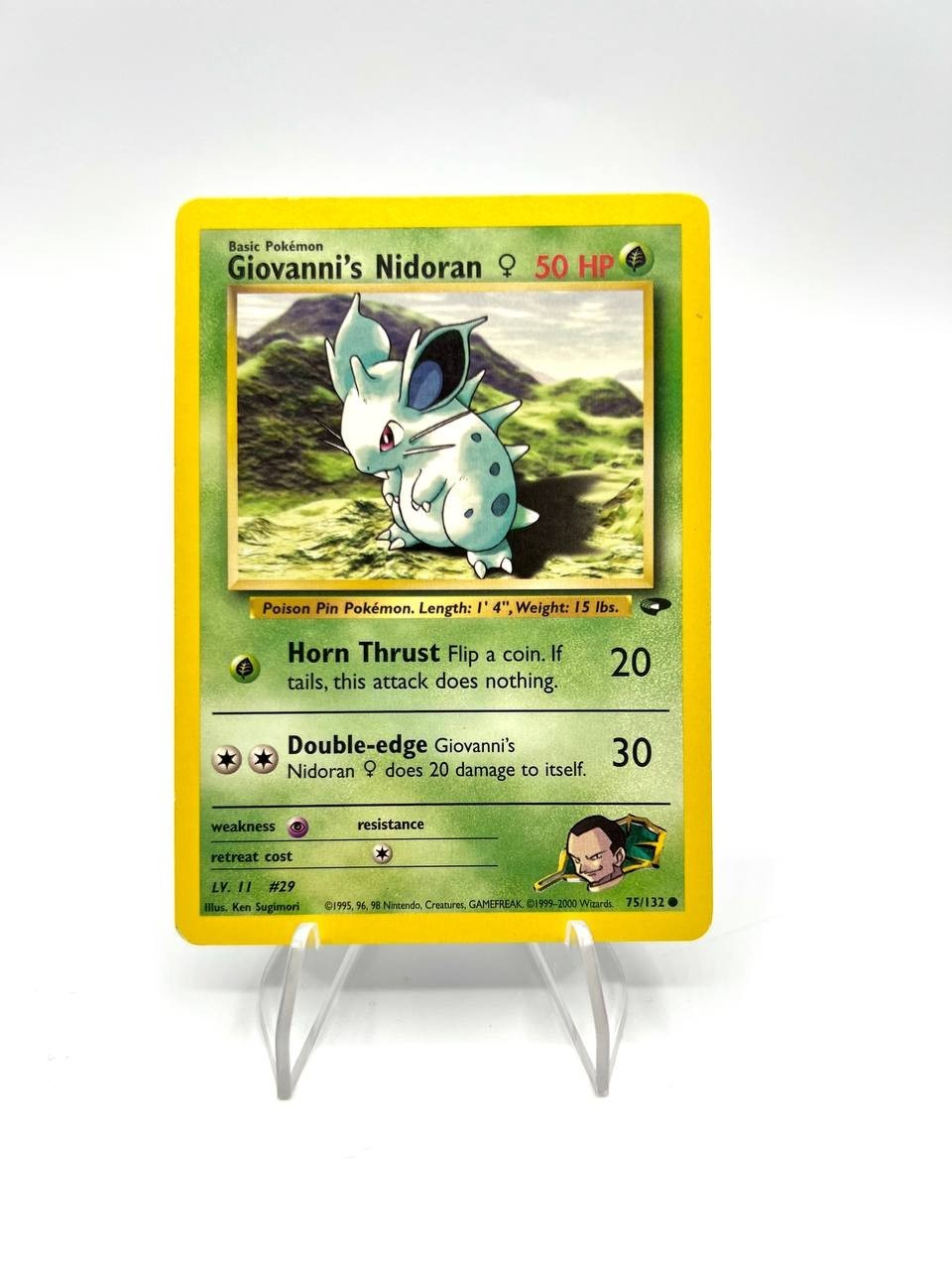 Carta pokemon Giovanni's Nidoran 75/132 set Gym Heroes Excellent Vintage Inglese