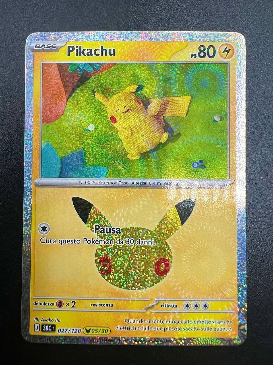Pokemon Pikachu 30C 027/128 05/30 30° Anniversario Near Mint Italiano Holo