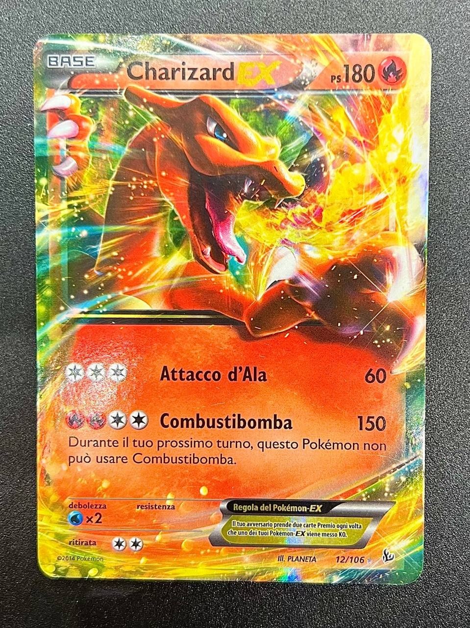 carta Pokemon Charizard EX 12/106 FLF XY Fuoco infernale Italiano Holo Played