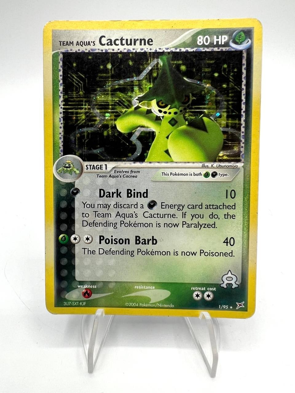 Pokemon Team Idro Cacturne 1/95 Holo set Team Magma VS Team Aqua Played Inglese