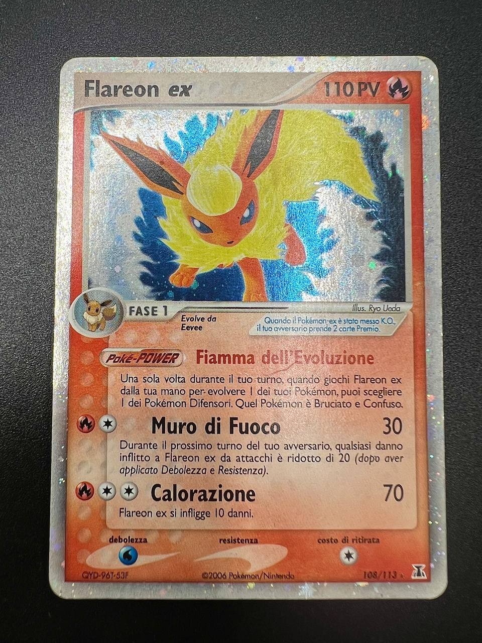 Carta pokemon Flareon ex 108/113 set EX Specie delta Holo Vintage Poor Italiano