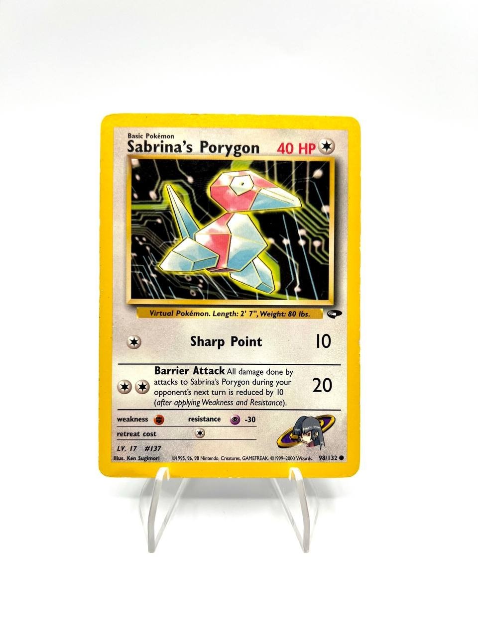 Carta pokemon Sabrina's Porygon 98/132 Gym Challenge Played Vintage Inglese