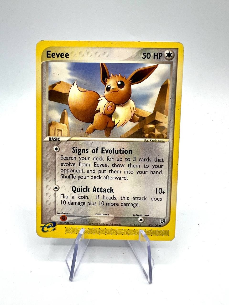 Carta Pokemon set EX Sandstorm Eevee 63/100 Inglese no holo Vintage Played