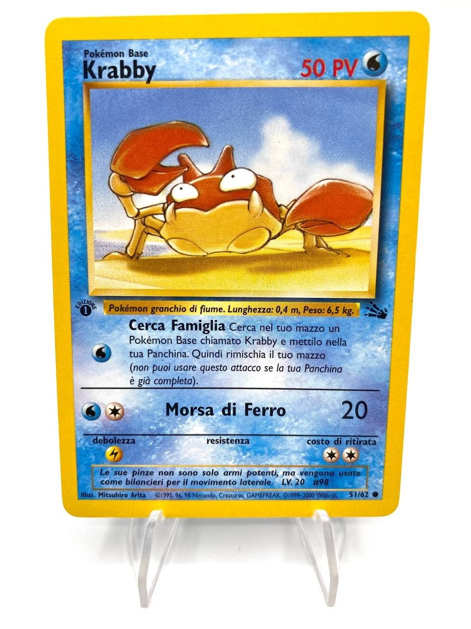 Carta POKEMON KRABBY 51/62 FOSSILE FO ITALIANO 1a Edizione Excellent No holo