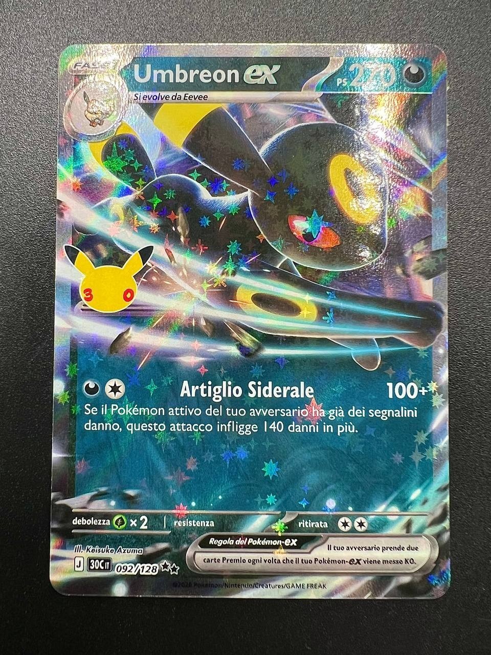 carta pokemon Umbreon EX 30C 092/128 30° Anniversario  Near Mint italiano