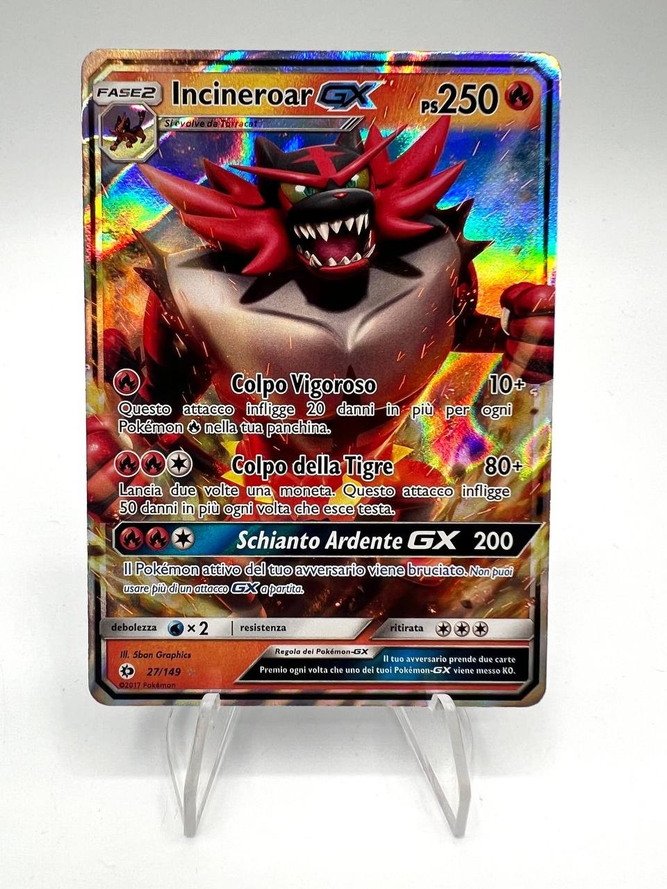 Carta Pokémon Incineroar Gx 27/149 Italiano Full Art Sole E Luna holo Near mint