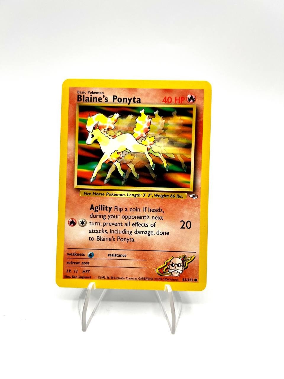 Carta pokemon Blaine's Ponyta 64/132 set Gym Heroes Excellent Vintage Inglese