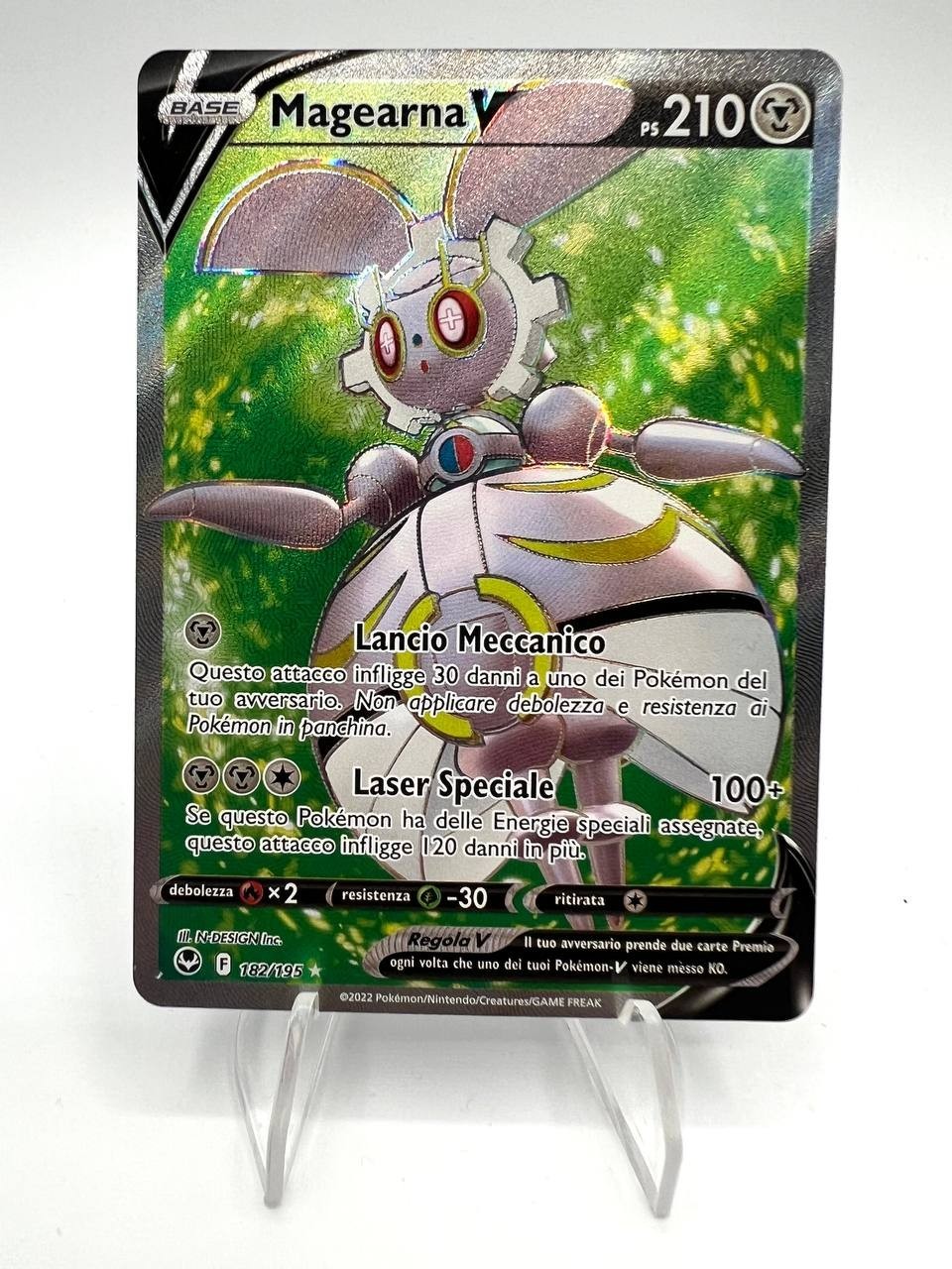 Carta Pokémon Magearna V Full Art F 182/195 Tempesta argentata Near mint Holo IT