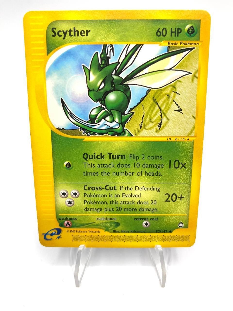 carta pokemon Scyther 57/147 set Aquapolis Inglese Excellent No holo Vintage ENG
