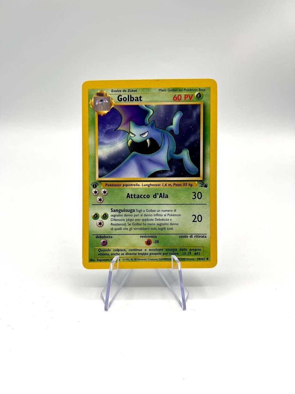 Carta pokemon Golbat set Fossil FO 34/62 Vintage Italiano good 1a edizione