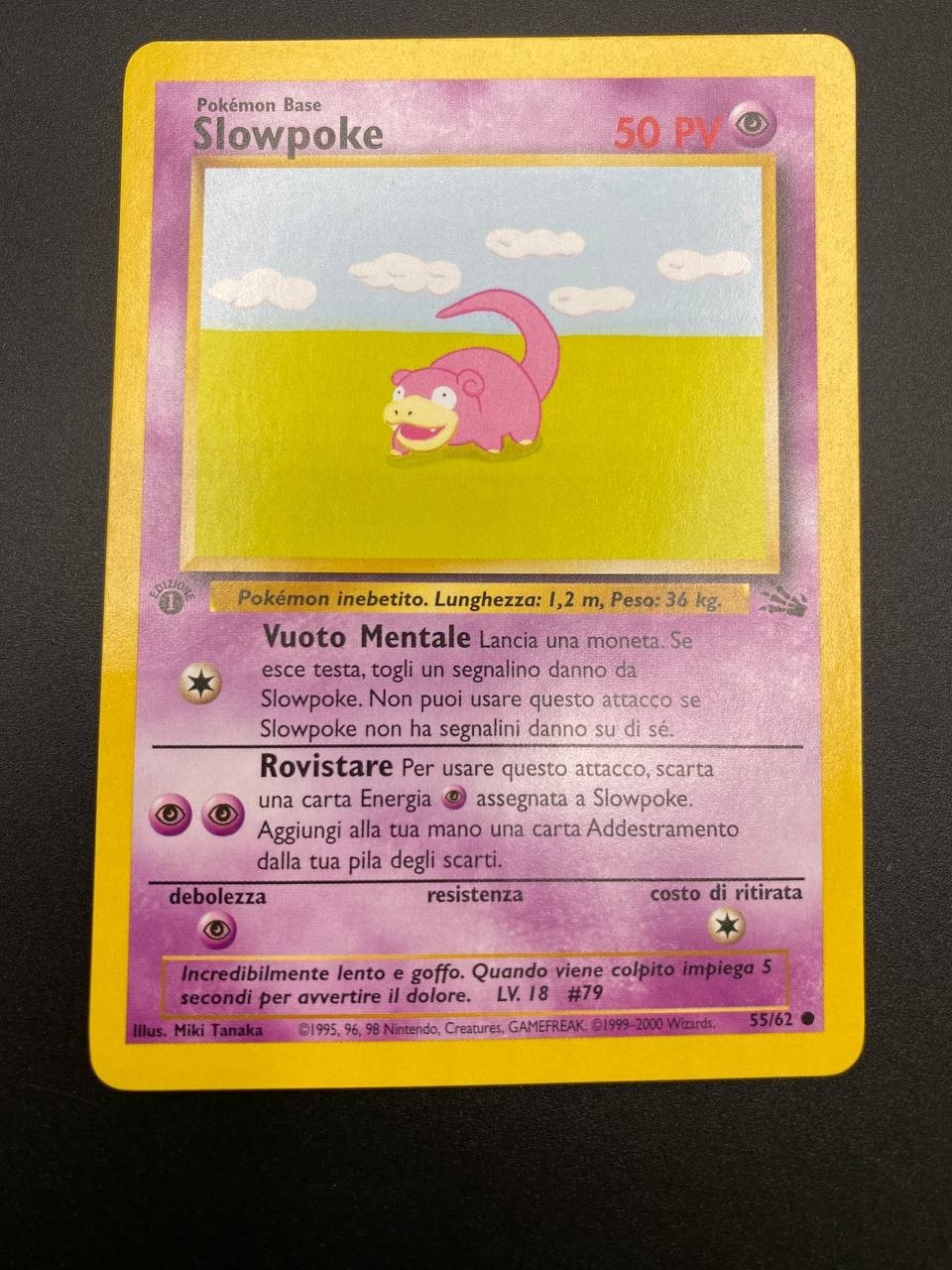 Carta Pokemon Slowpoke 55/62 set Fossil FO Italiano Excellent 1 edizione Vintage