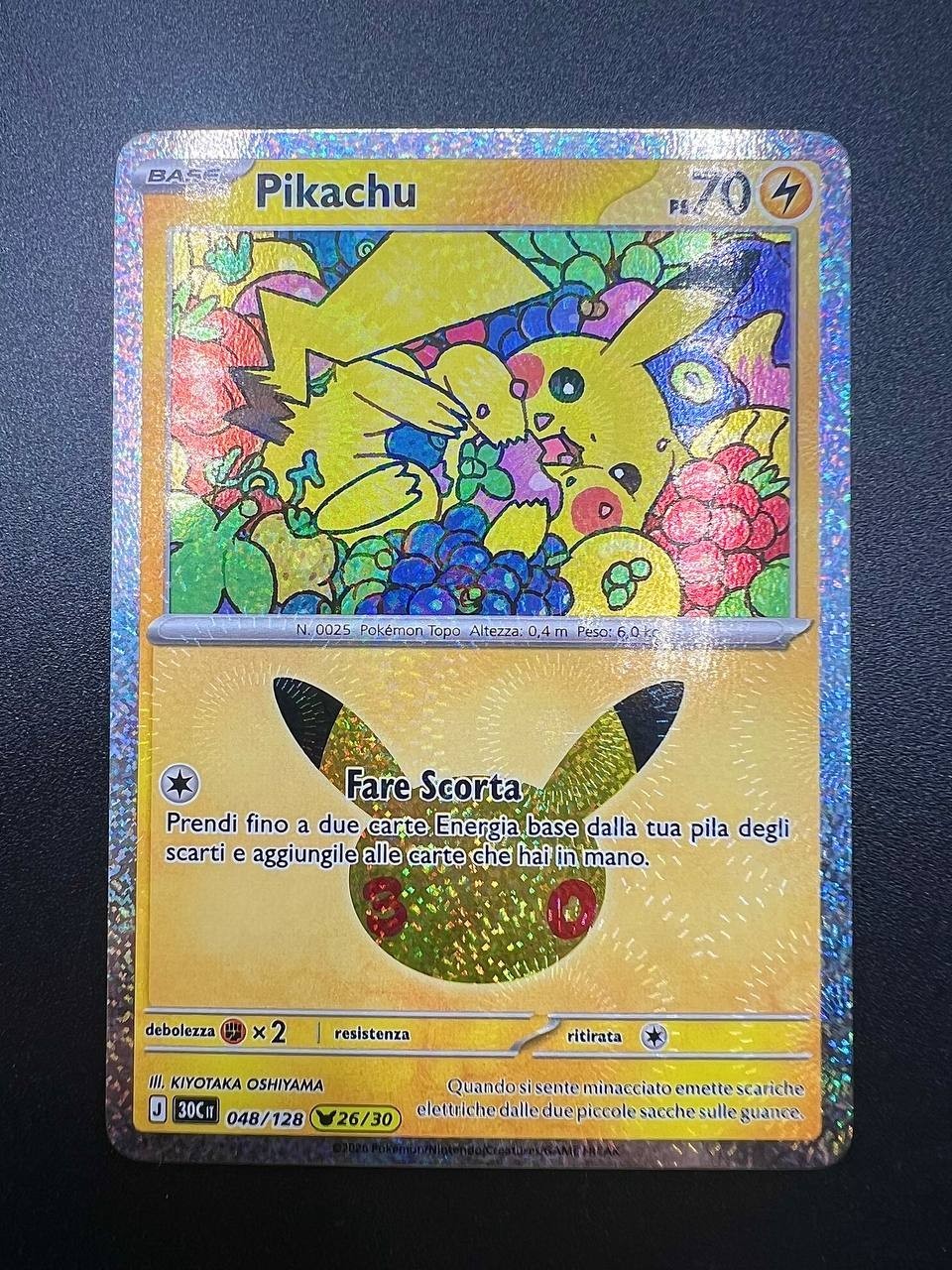 Pokemon Pikachu 30C 048/128 26/30 30° Anniversario Near Mint Italiano Holo