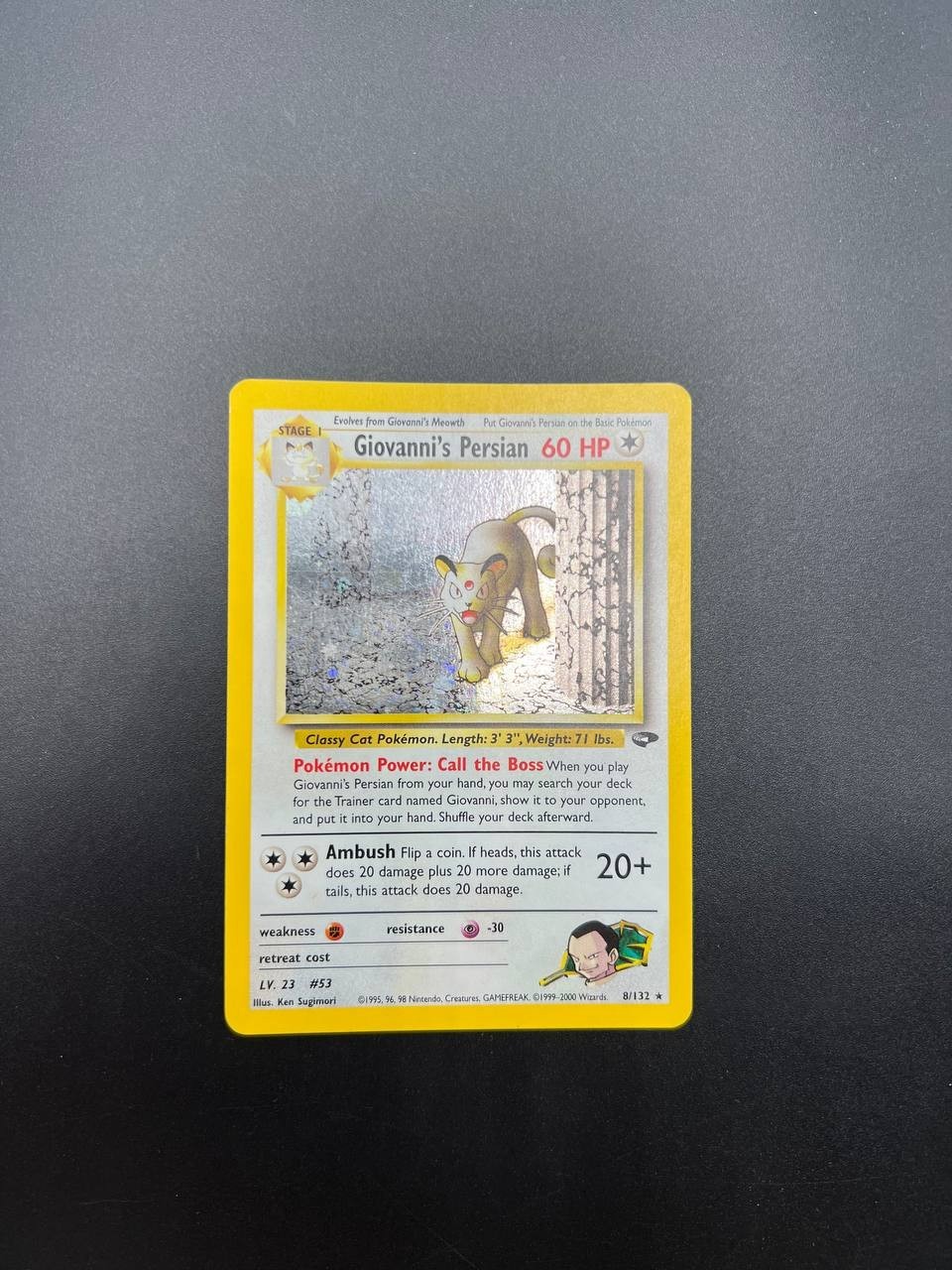Carta Pokemon Giovanni's Persian set Gym Challenge 8/132 Holo Good ENG Vintage