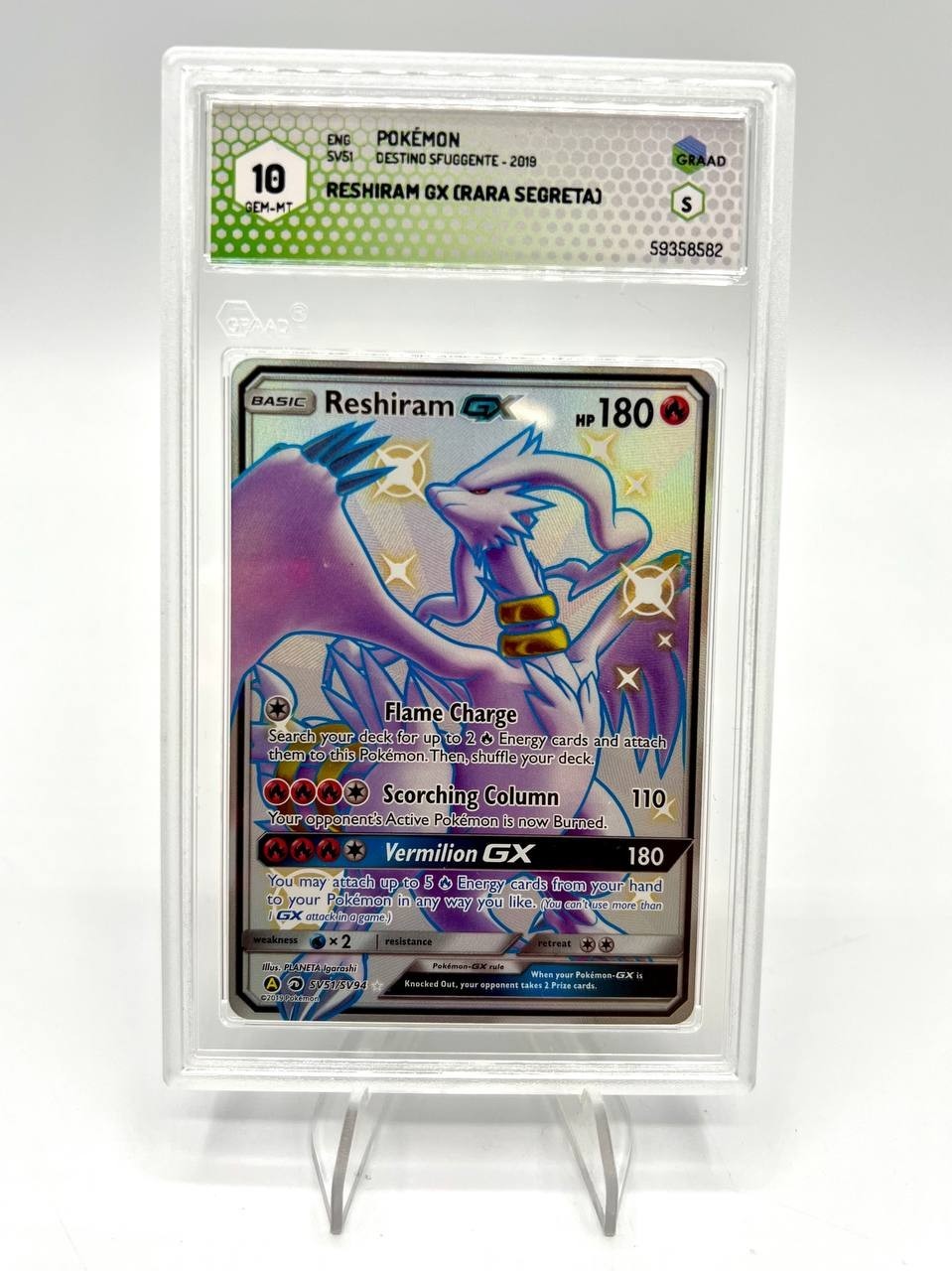 Carta Pokémon Reshiram GX SV51/SV94 set Destino sfuggente Italiano GRAAD 10