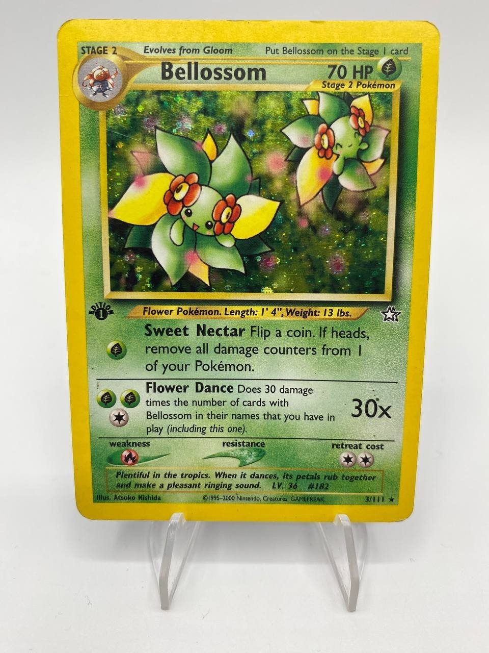 Carta pokemon Bellossom 3/111 set Neo Genesis 1a edizione Holo Good Vintage ENG