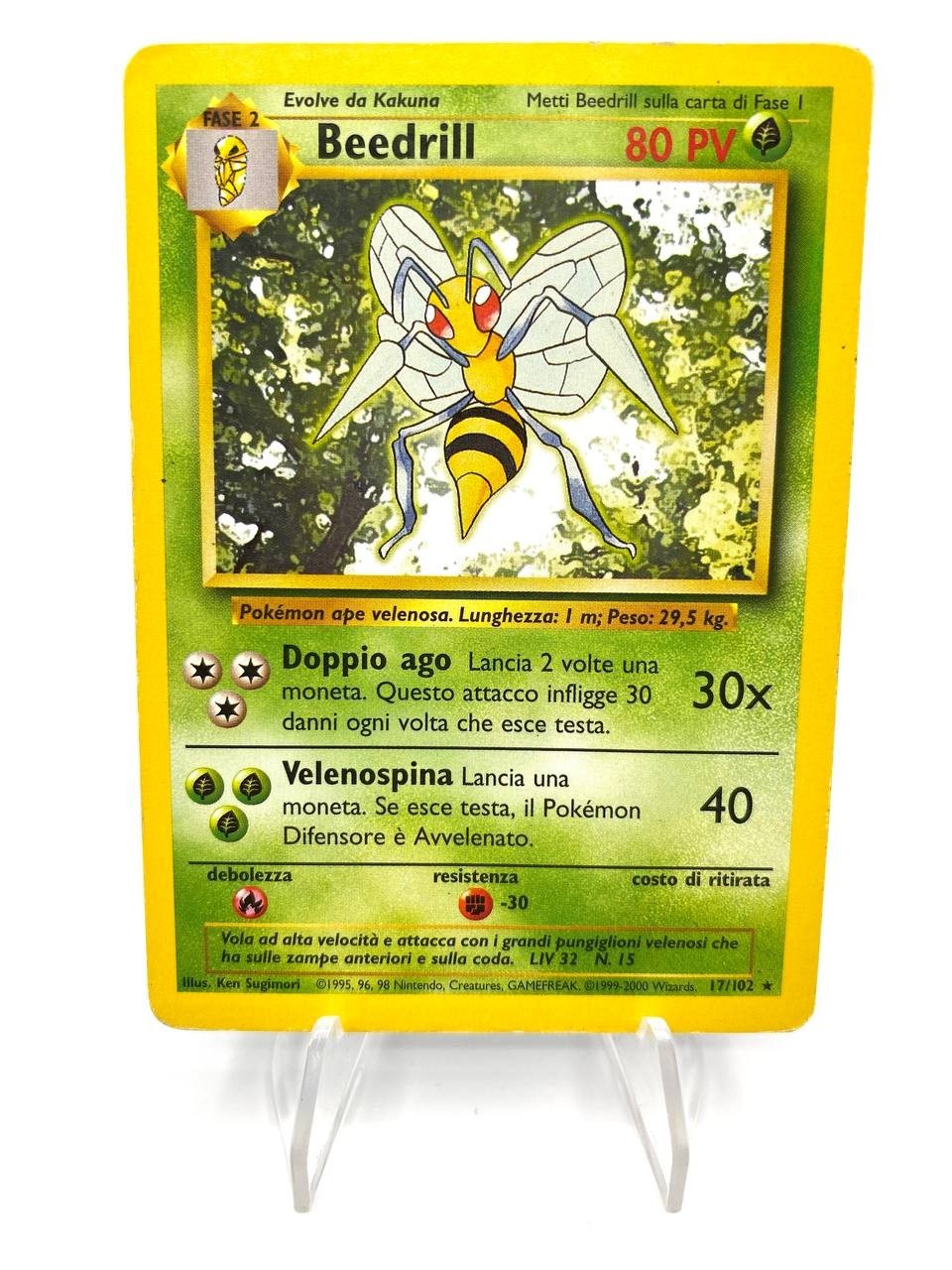 Carta Pokemon Beedrill 17/102 Set Base BS Italiano 1999 No holo Vintage Poor