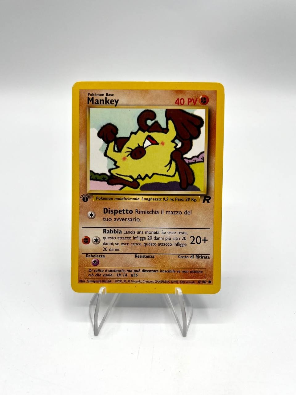 Carta pokemon Mankey 61/82 set Team Rocket Vintage Played Italiano 1a Edizione