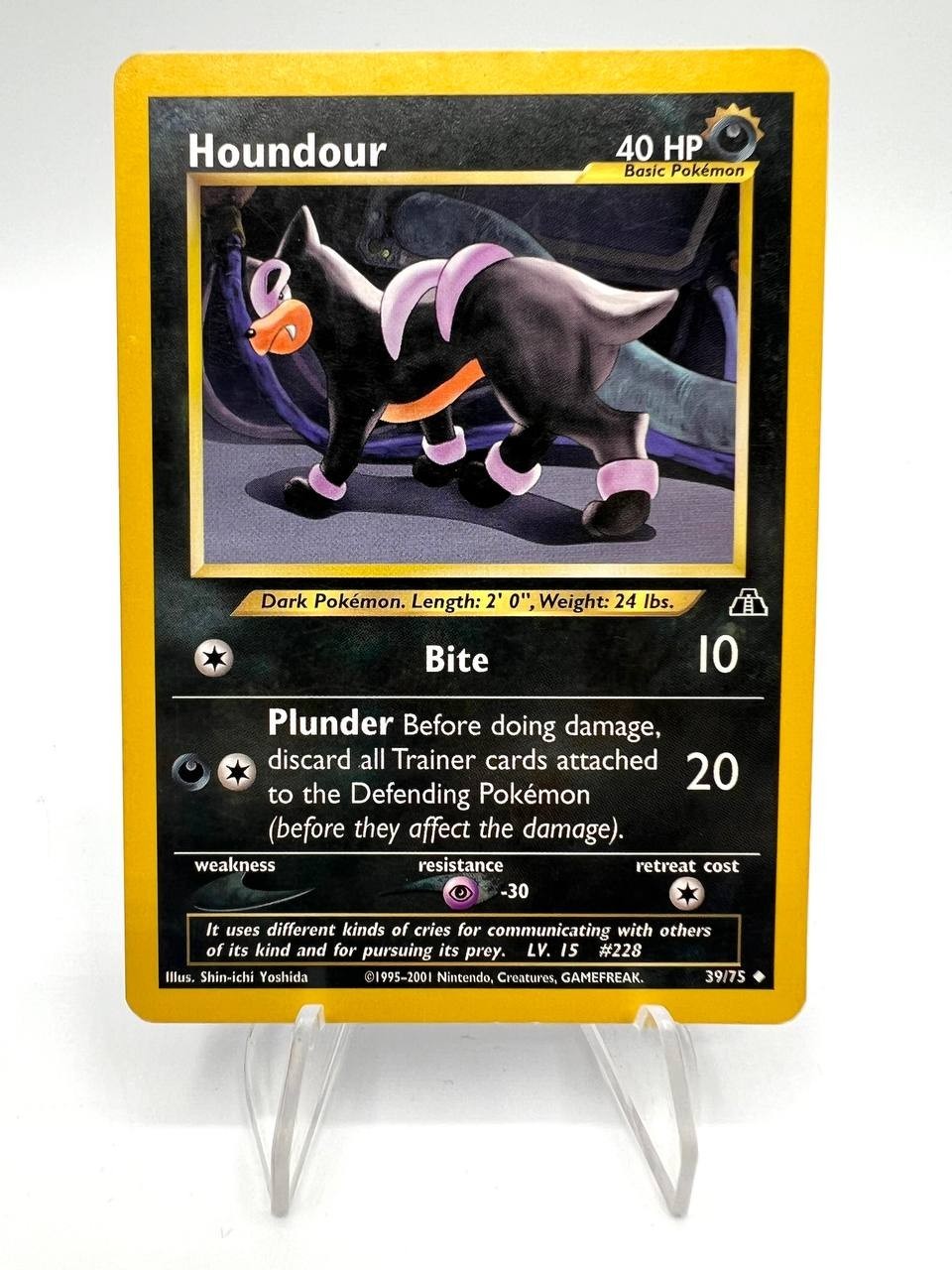 Carta pokemon Houndour 39/75 set Neo Discovery Inglese Excellent Vintage no holo