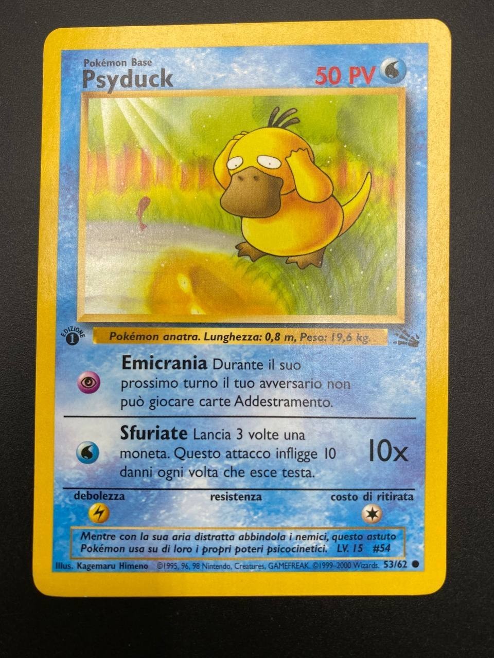 Carta Pokemon Psyduck 1 Edizione 53/62 Italiano set Fossil FO Excellent Vintage