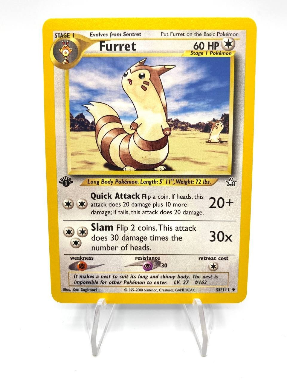 Carta Pokemon set Neo Genesis Furret 35/111 1st edition Inglese ENG excellent