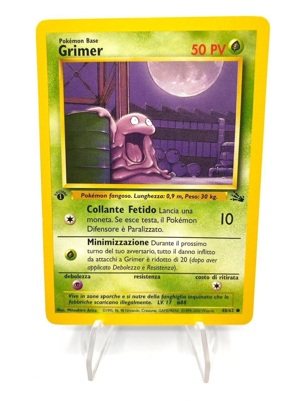 Carta pokemon Grimer 48/62 1a Edizione set Fossil FO Italiano Excellent Vintage