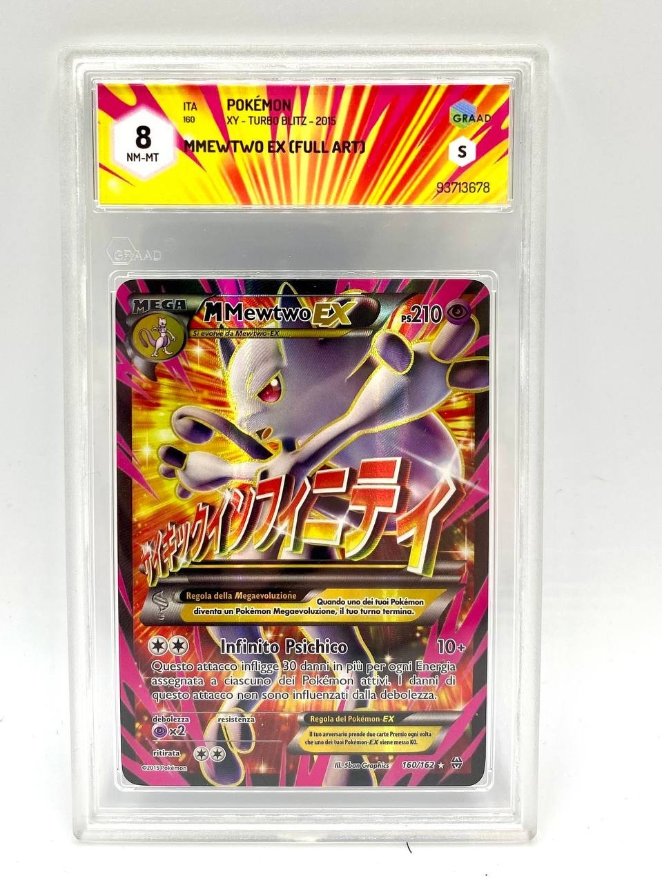 Carta Pokemon MEGA M MEWTWO EX 160/162 XY TURBO BLITZ BREAK FULL ART GRAAD 8 ITA