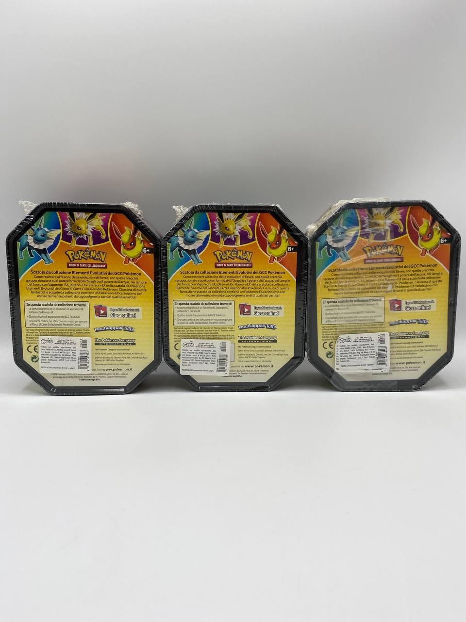 Pokémon Evolutions Tin Set 3 Sealed Flareon Jolteon Vaporeon ITA EX Trio Carta