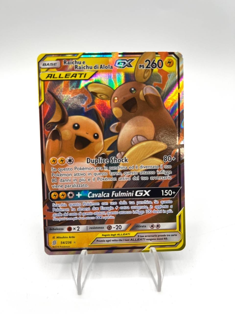 Carte Pokémon Raichu e Raichu di Alola GX 54/236 Sintonia mentale Italiano EXC